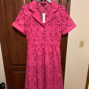 NWT J. Crew Pink Eyelet Midi